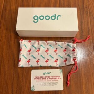 Goodr Sunglasses Box with Flamingo Eyewear Pouch and Care Card